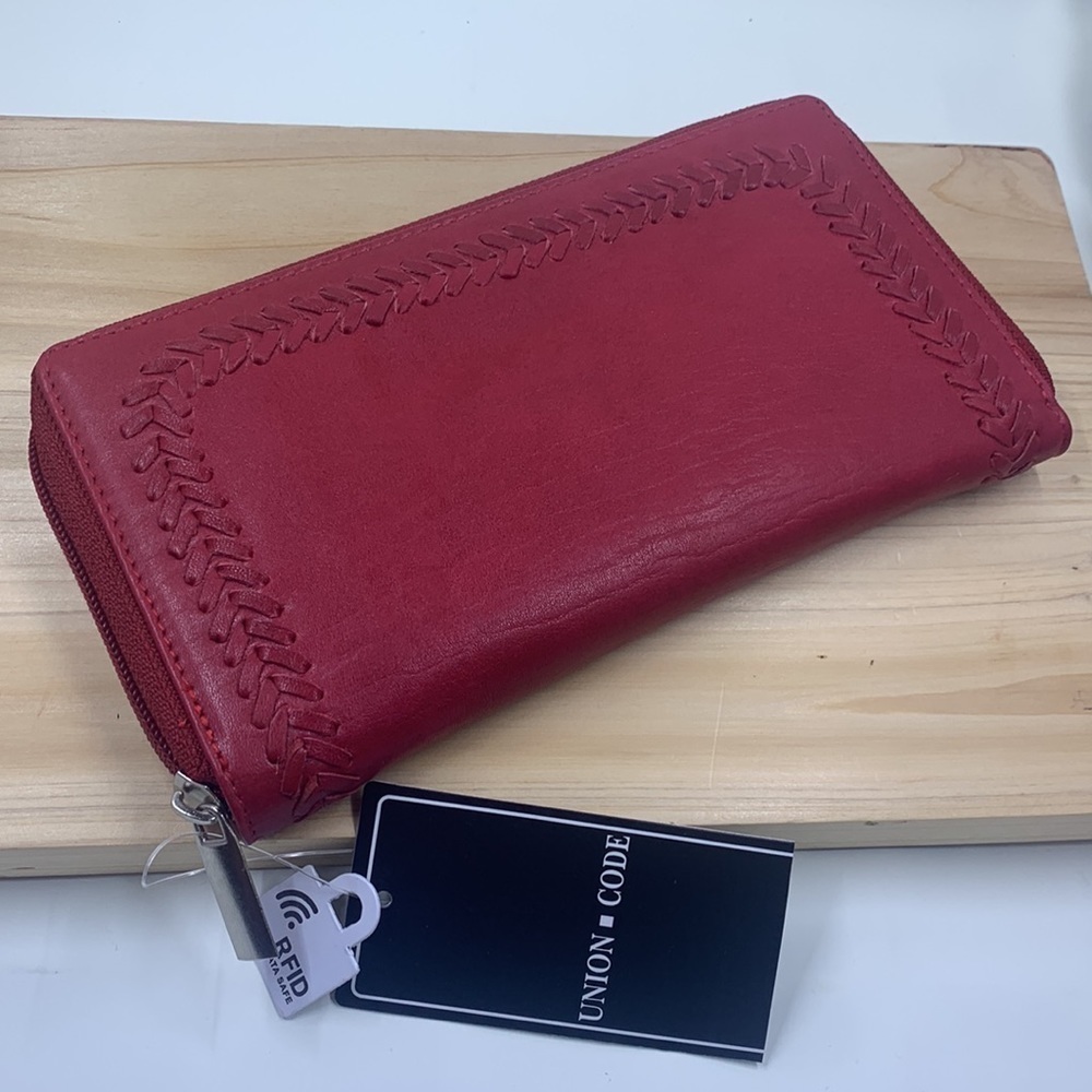 Red Genuine Leather RFID Women's Wallet - Picture 5 of 9